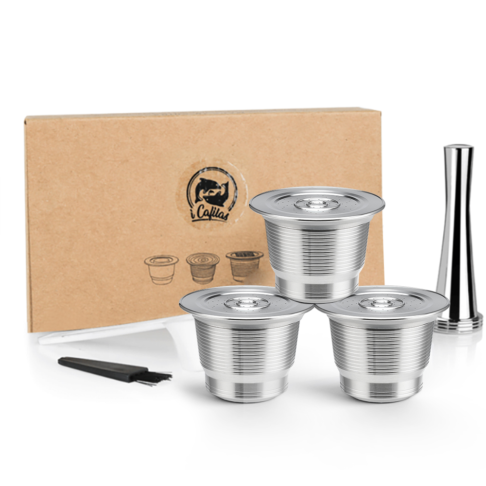 Coffee Equipment Espresso - Nespresso แคปซูลกาแฟแบบใช้ซ้ําได้สแตนเลสตัวกรองแบบรีฟิลถ้วยกาแฟเอสเปรสโซเหมาะสําหรับเครื่องชงกาแฟ Inissia และ Pixie