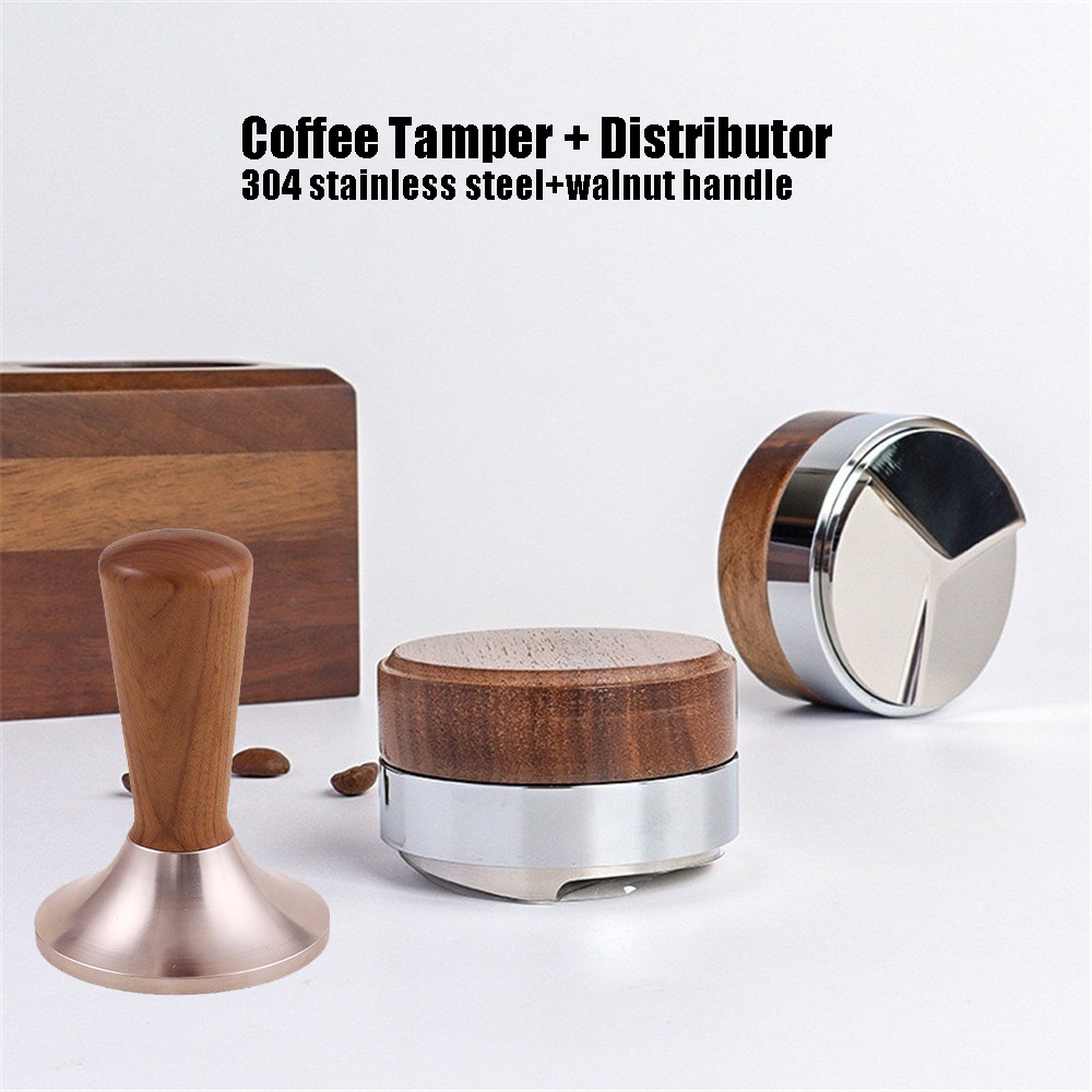 Espresso Tamper Set - 51 53 58.5 มม.กาแฟ Tamper กาแฟจําหน่ายเครื่องมือวอลนัทฝาครอบหัว