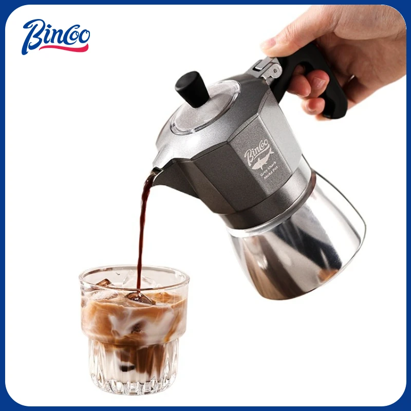 Coffee Equipment Espresso - หม้อกาแฟโมก้าพอต Bincoo 2 ถ้วย แบบวาล์วคู่ ทำจากอลูมิเนียมอัลลอยด์