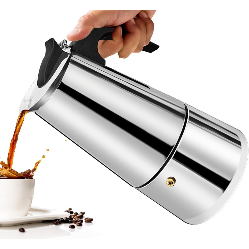 Coffee Equipment Wdt - หม้อกาแฟโมคค่า 6 ถ้วย สเตนเลสสตีล ขนาด 100