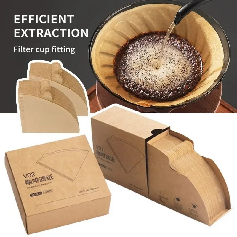 Coffee Equipment Espresso - กระดาษกรองกาแฟแบบกรวย Wood Pulp 02 สำหรับ 2-4
