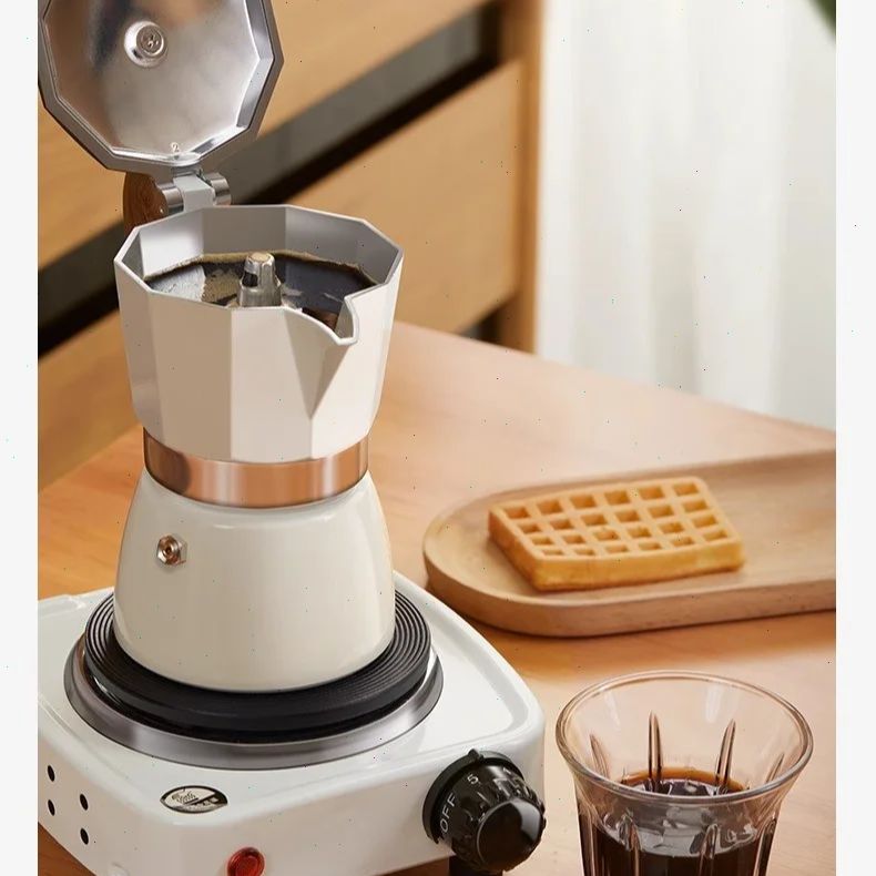Coffee Equipment Espresso - หม้อโมก้าพ็อตแบบก้นกลม วาล์วเดี่ยว เครื่องชงกาแฟขนาดเล็กสำหรับใช้ในบ้าน ชุดเครื่องชงกาแฟแบบดริป อุปกรณ์ชงเอสเพรสโซ