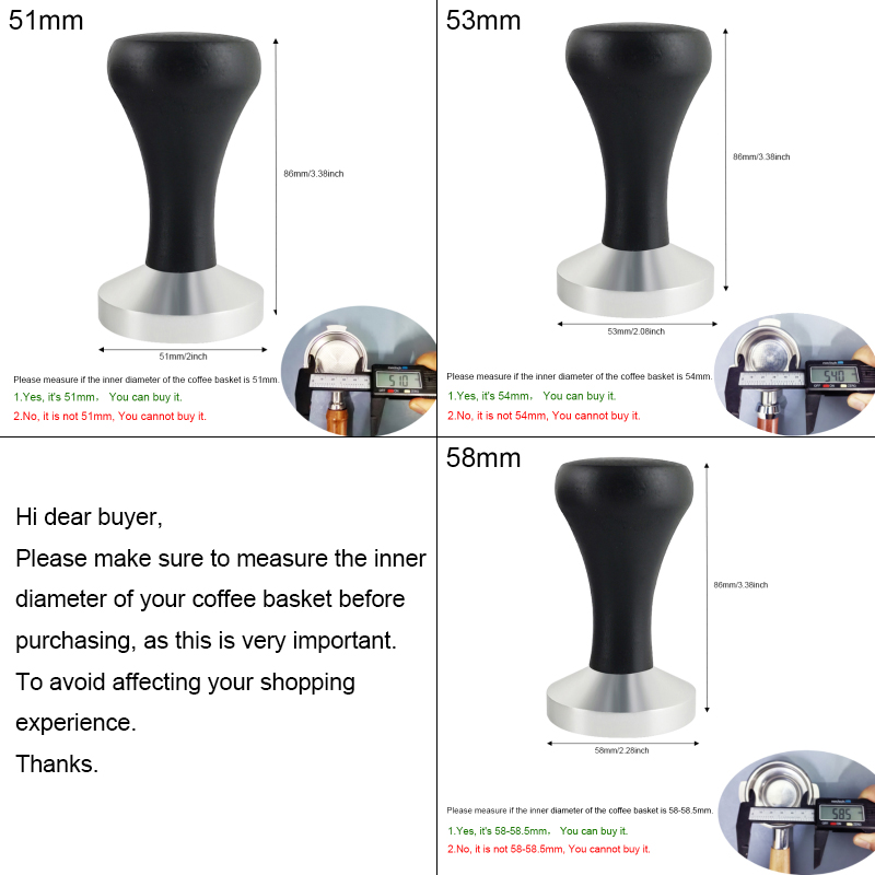 51 มม./53 มม./58 มม.ESPRESSO T - Espresso Tamper Set บทวิจารณ์และราคา