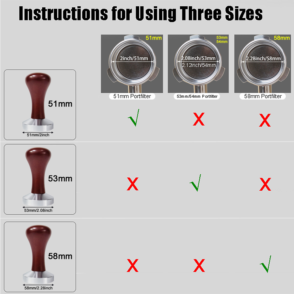 แทมปเปิ้ลขนาด51มม. 53มม. 58มม. - Espresso Tamper Set บทวิจารณ์และราคา