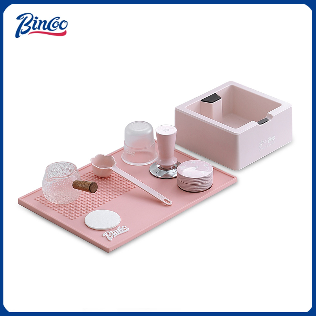 แผ่นรองกดกาแฟ Bincoo สีชมพู ขน - Espresso Tamper Set บทวิจารณ์และราคา